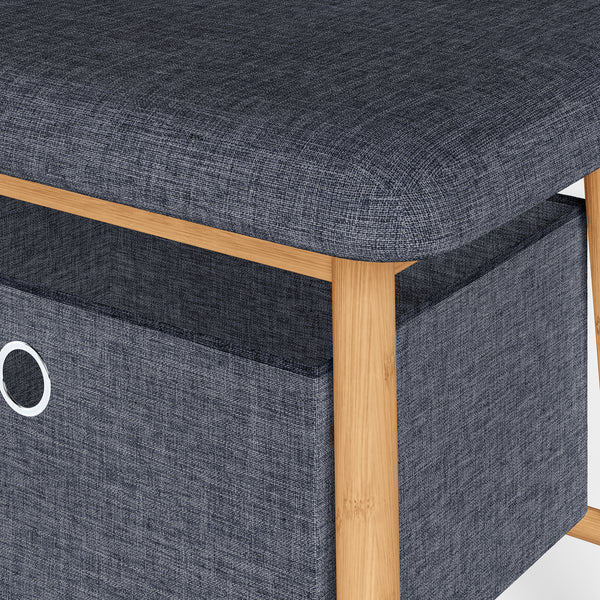 Sittbänk Vad med 2 förvaringslådor 90x30x45 cm Natur/Grå [en.casa]