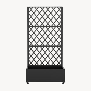 Avdelare Malja med blomlåda stål 190x82x38 cm svart [casa.pro]