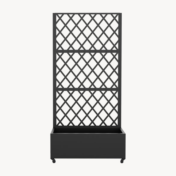 Avdelare Malja med blomlåda stål 190x82x38 cm svart [casa.pro]