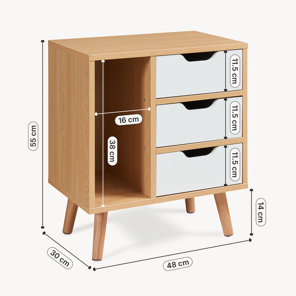 Nattduksbord Bordkak 55x48x30 cm Eklook/Vit [en.casa]