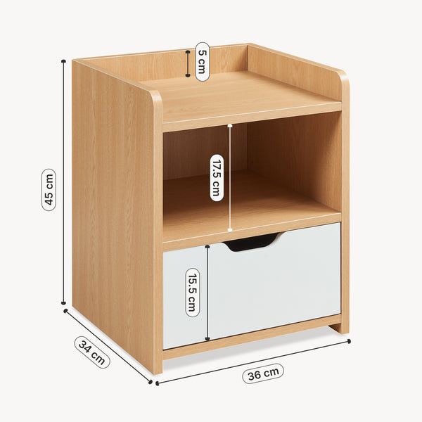 Nattduksbord Bordkak 45x36x34 cm Eklook/Vit [en.casa]