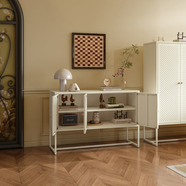 Sideboard Viitasaari 120x40x80 cm stål krämvit [en.casa]