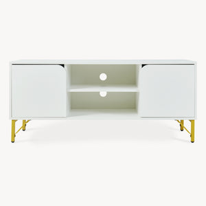 TV-bänk Reyri 120x39x52 cm Vit/Guldfärgad [en.casa]