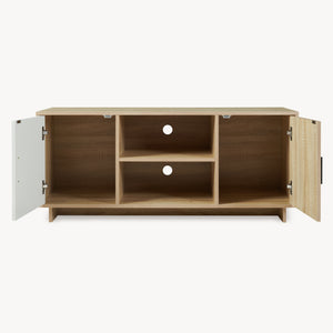 TV-bänk Kenta 120x39x52 cm Sonoma-eklook/Vit [en.casa]
