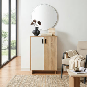 Sidobord Kenta 90x60x35 cm Sonoma-eklook/Vit [en.casa]