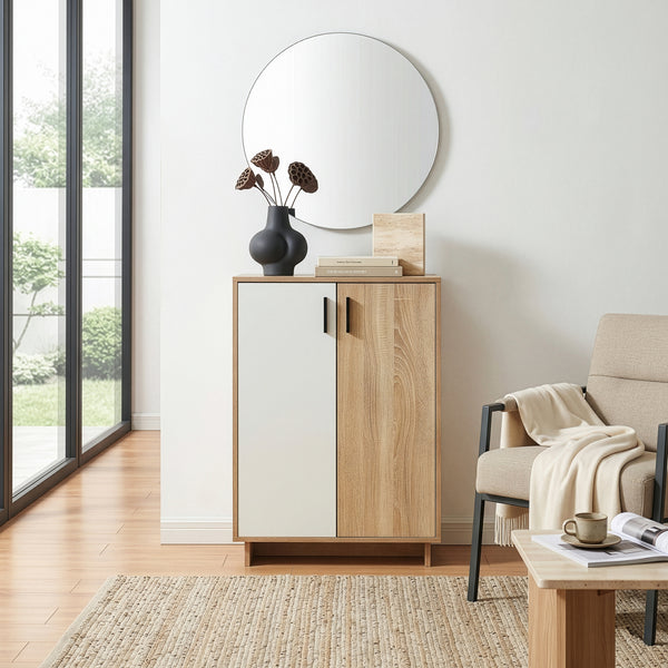 Sidobord Kenta 90x60x35 cm Sonoma-eklook/Vit [en.casa]