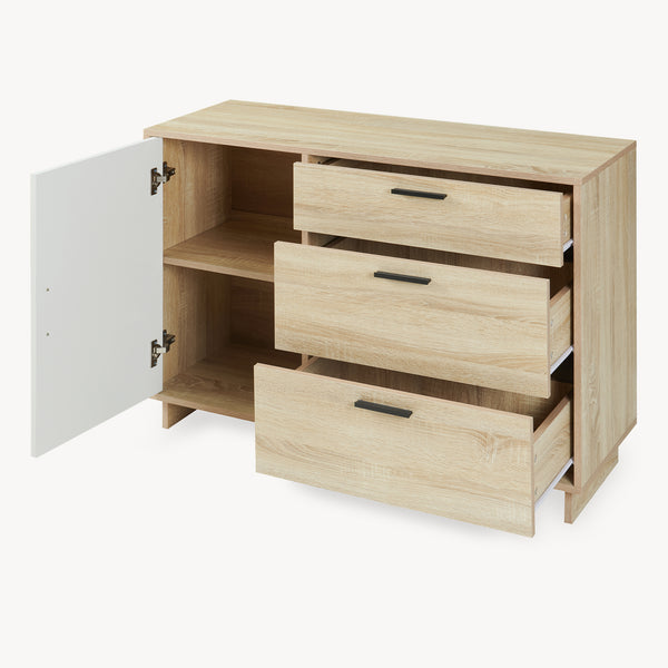 Sideboard Kenta 100x35x72 cm Sonoma-ekoptik/Vit [en.casa]