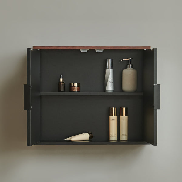 Spegelsskåp Trond 50x60x15 cm Svart/Valnötsutseende [en.casa]