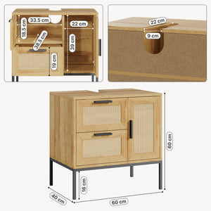 Tvättställsskåp Marhasa 60x60x40 cm Eklook/Svart [en.casa]