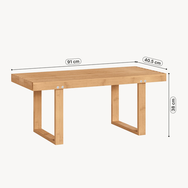 Bänk Aarela 91x41x38 cm Bambus [en.casa]