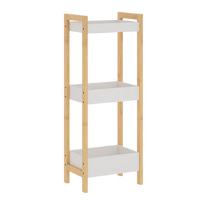 Badhylla Anun med 3 nivåer 75x28x20 cm bambu natur/vit [en.casa]