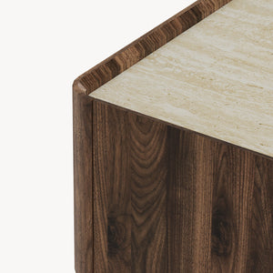 Soffbord Trorlon 100x50x40 cm Valnötslook/Travertin [en.casa]