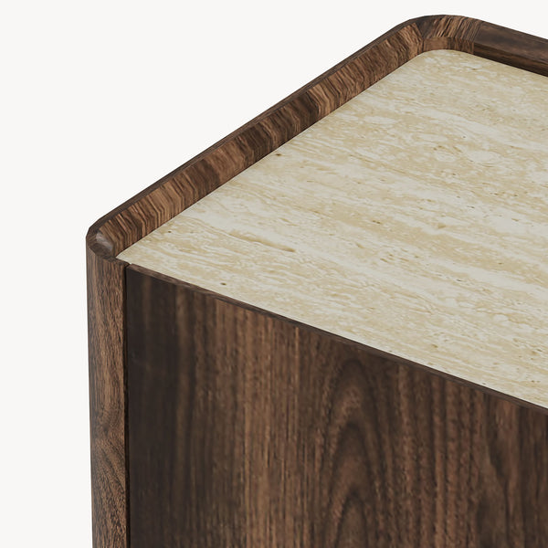 Sideboard Trorlon 160x40x83 cm valnötoptik/travertin [en.casa]