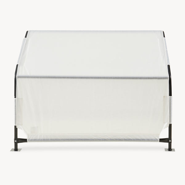 Utomhustält för hund Valevali 122x122x90 cm Svart/Vit [en.casa]