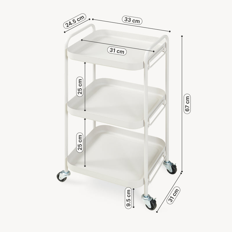 Måttskiss Serveringsvagn Kelevn 67x33x31 cm stål grå [en.casa]