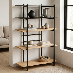 Bokhylla Kappespoo 124x80x35 cm Svart/Eklook [en.casa]