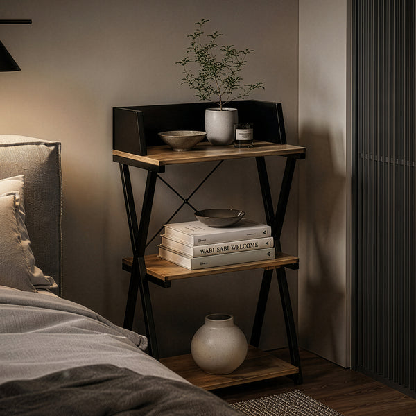 Fristående hylla Kappespoo 84x50x30 cm Svart/Eklook [en.casa]