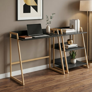 Skrivbord Kuomi 84x73x47 cm Beige/Mörkgrå [en.casa]