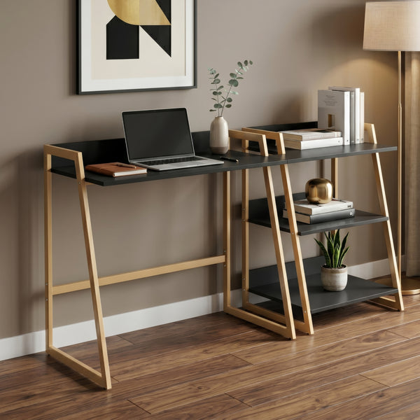 Skrivbord Kuomi 84x73x47 cm Beige/Mörkgrå [en.casa]