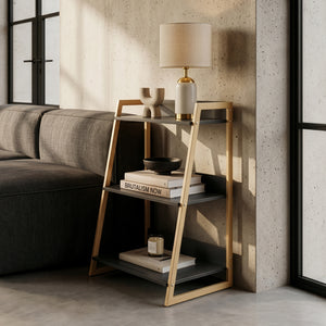 Hyllsystem Kuomi 84x53x47 cm Beige/Mörkgrå [en.casa]
