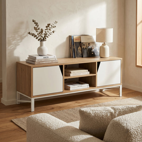 TV-bänk Kerrköndam 120x40x46 cm Eklook/Vit [en.casa]