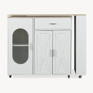 Rullbar köksö med roterbar arbetsyta Kudebola 115x40x94 cm eklook/vit [en.casa]
