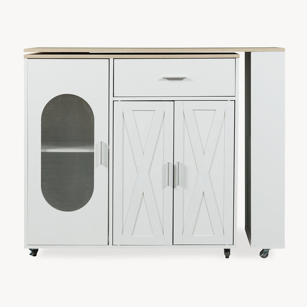 Rullbar köksö med roterbar arbetsyta Kudebola 115x40x94 cm eklook/vit [en.casa]