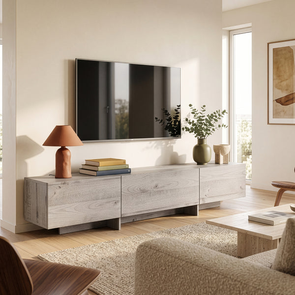 TV-bänk Kapipimso med 3 klaffar 194x31x37 cm eklook, grå [en.casa]