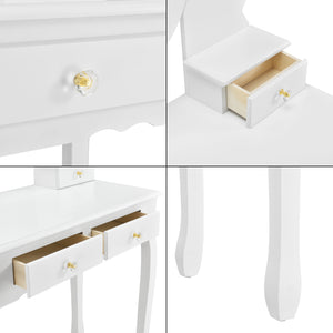 Toalettbord/sminkbord Limerick med spegel och stol 141x75x40cm vit [en.casa]
