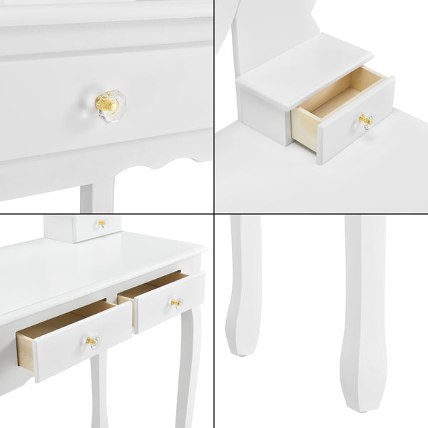 Toalettbord/sminkbord Limerick med spegel och stol 141x75x40cm vit [en.casa]