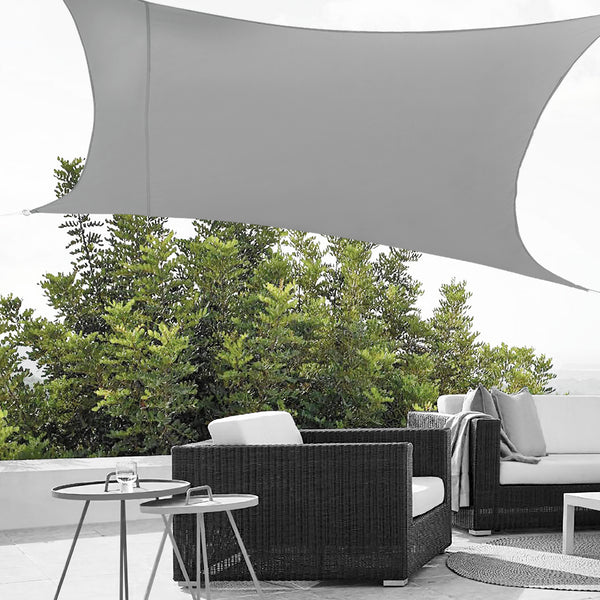 [en.casa]® Soltak-vattenavvisande - fyrkantig 3m x 5m ljusgrå