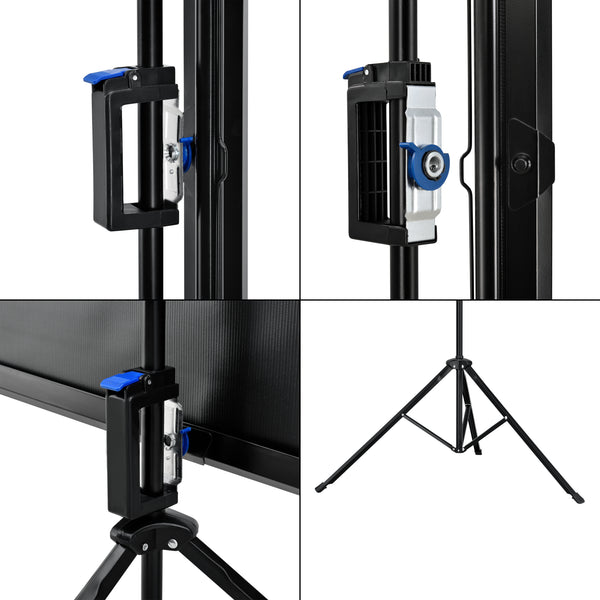 Projektorduk Projektorskärm med stativ (2 ) 113 tum/287 cm 2 HD/3D PVC beläggning Gain 1,1 mittriangel [in.tec]