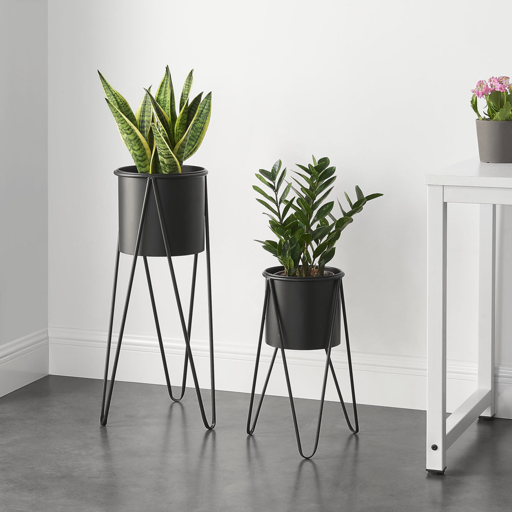Växtställ Hedera i 2-pack Metall Svart [en.casa] - premiumXL