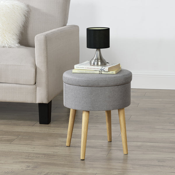 Soffbord Aurere fotpall 42xØ36cm förvaring under bordsskivan grå [en.casa]