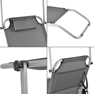 Solsäng med tak och hjul mörkgrå 4 lägen [casa.pro]