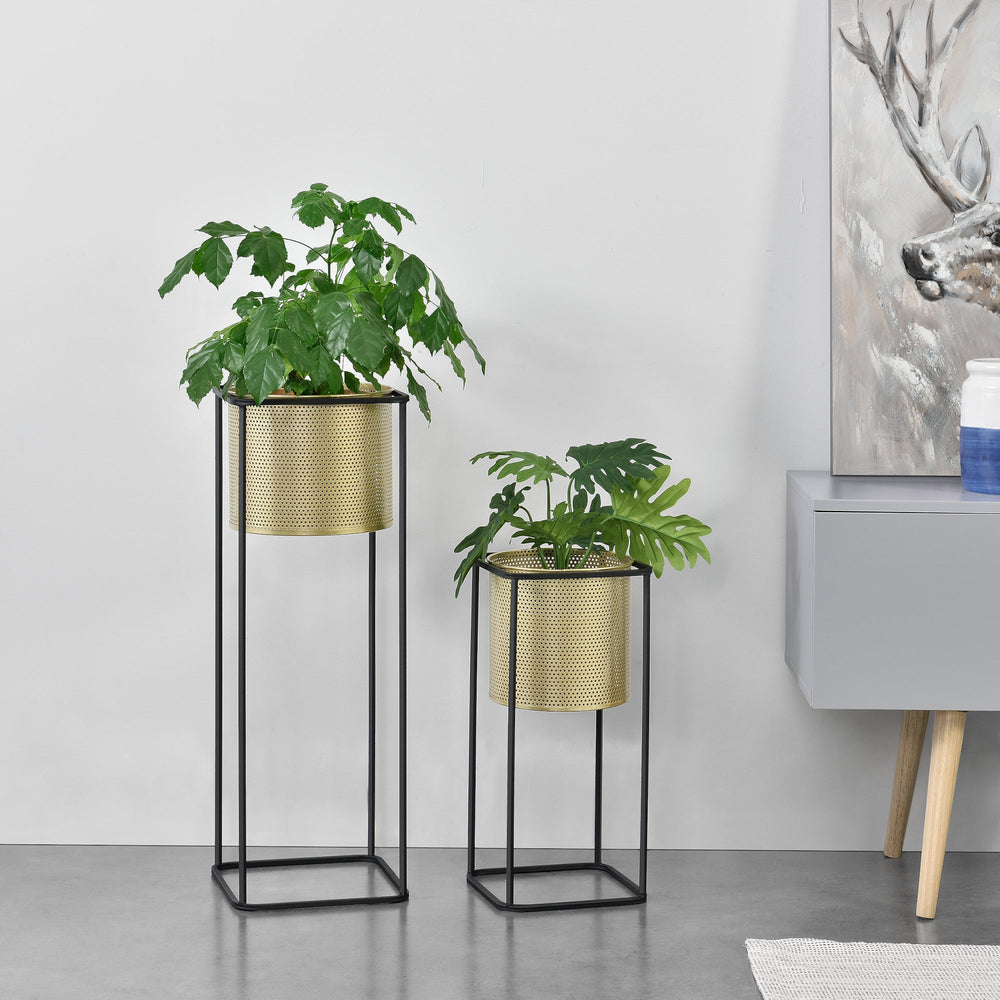 Blomkrukeställ Mettet 2 - delad Svart - Guld en.casa - premiumXL