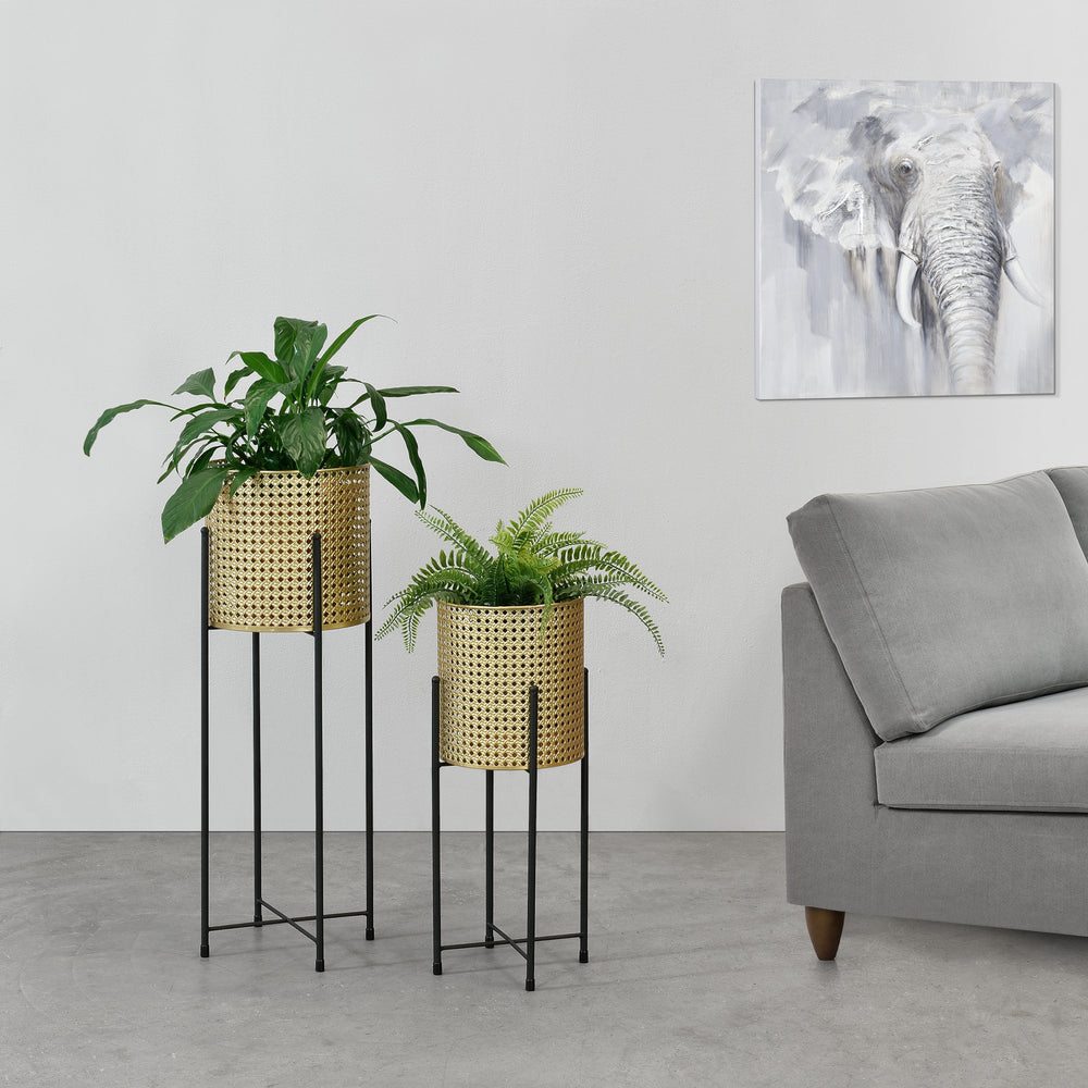 Blomkrukeställ Mol 2 - delad Svart - Guld en.casa - premiumXL