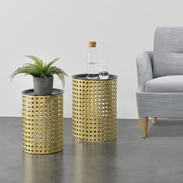 Soffbord Theux set om 2 avtagbar bordsskiva svart guld [en.casa]