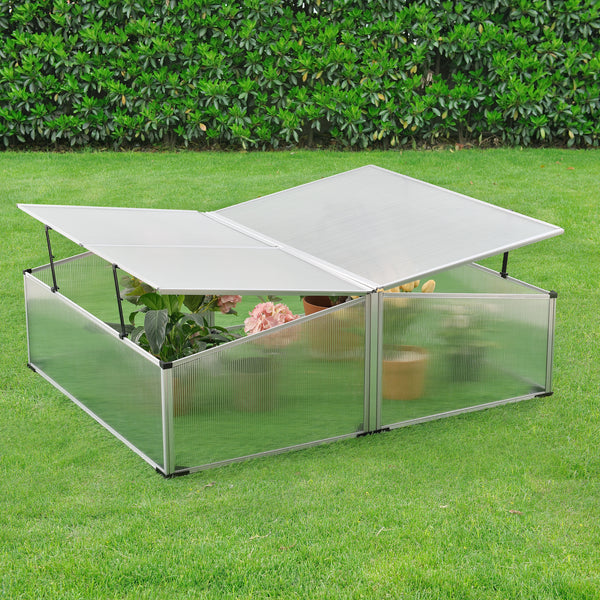 Mossel kylram med dubbelt tak 100x120x40 cm aluminium polykarbonat en.casa