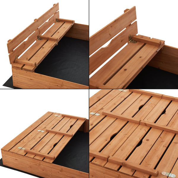 Sandlåda Campillos 23,5x118x114 cm med lock / bänk [en.casa]