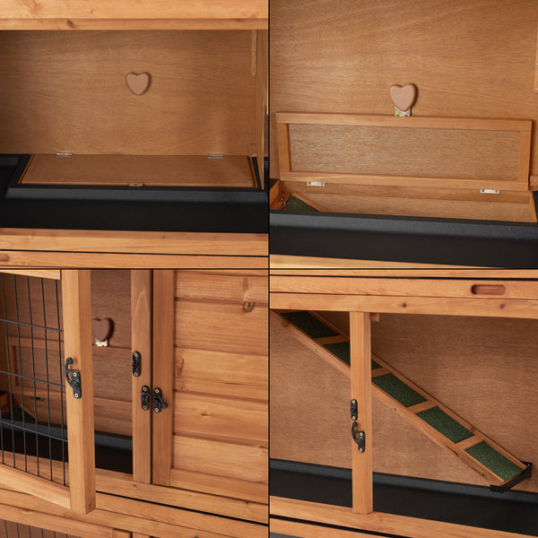 Kaninbur Falkenau Smådjursinhägnad 104x122x50cm Tallträ [en.casa]