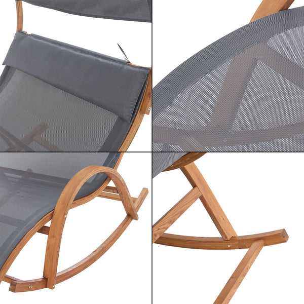 Gungande solsäng Kasos 181x135x190 cm lärk [en.casa]