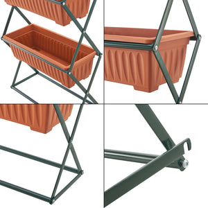 Växthylla Veenendaal med 4 blomlådor hopfällbar 51x21x125 cm [en.casa]