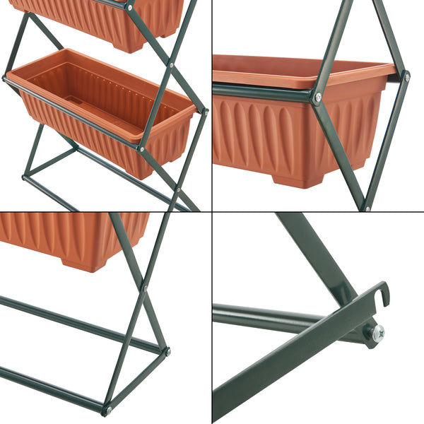 Växthylla Veenendaal med 4 blomlådor hopfällbar 51x21x125 cm [en.casa]