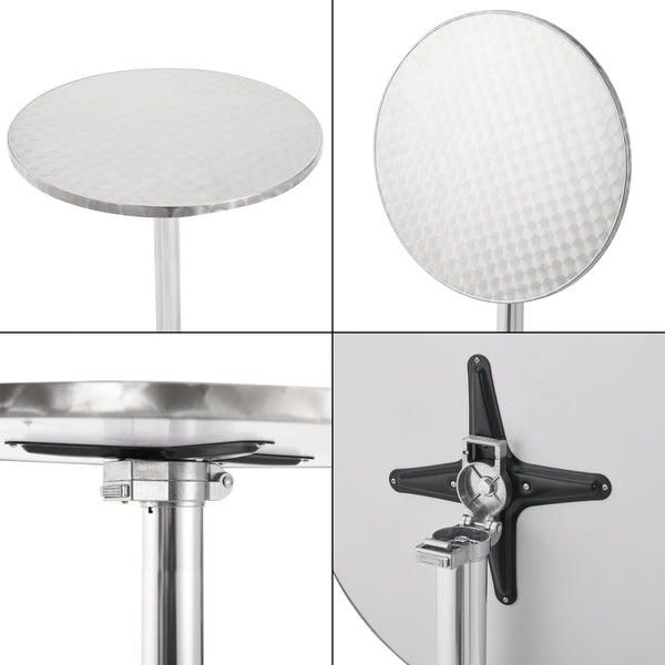 Barbord Avesta rund silver vikbar bordsskiva 75-115x60x60 cm [en.casa]