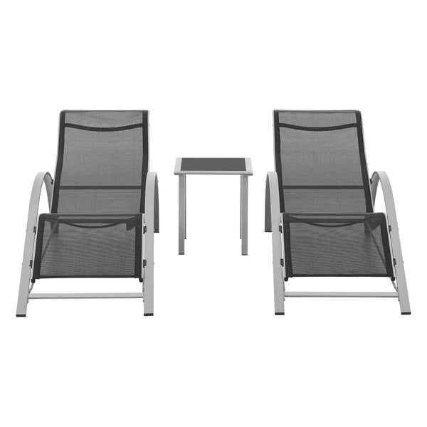 Solsängar set om 2 inkl. bord Binetto stål 169x59x66 cm [en.casa]