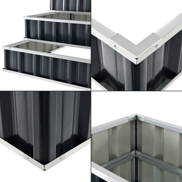 Odlingslåda Renswoude 3-nivåer 118x118x60 cm stål [en.casa]