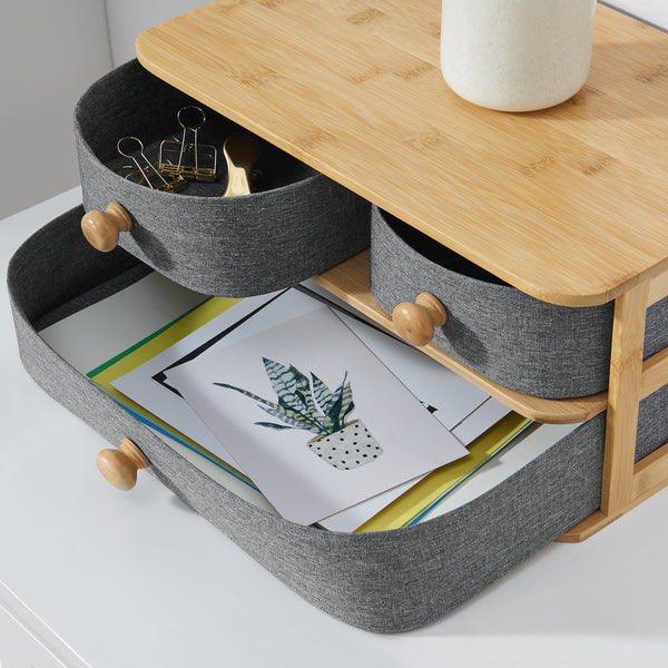 Skrivbordsbyrå Mäntsälä med 3 lådor 15x35x23 cm grå [en.casa] 