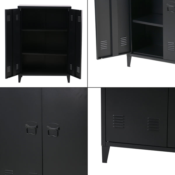Kontorsskåp Oripää 110x75x33 cm stål svart [en.casa]