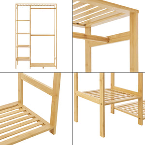 Klädhängare Eurajoki 139x100x40 cm bambu natur [en.casa]